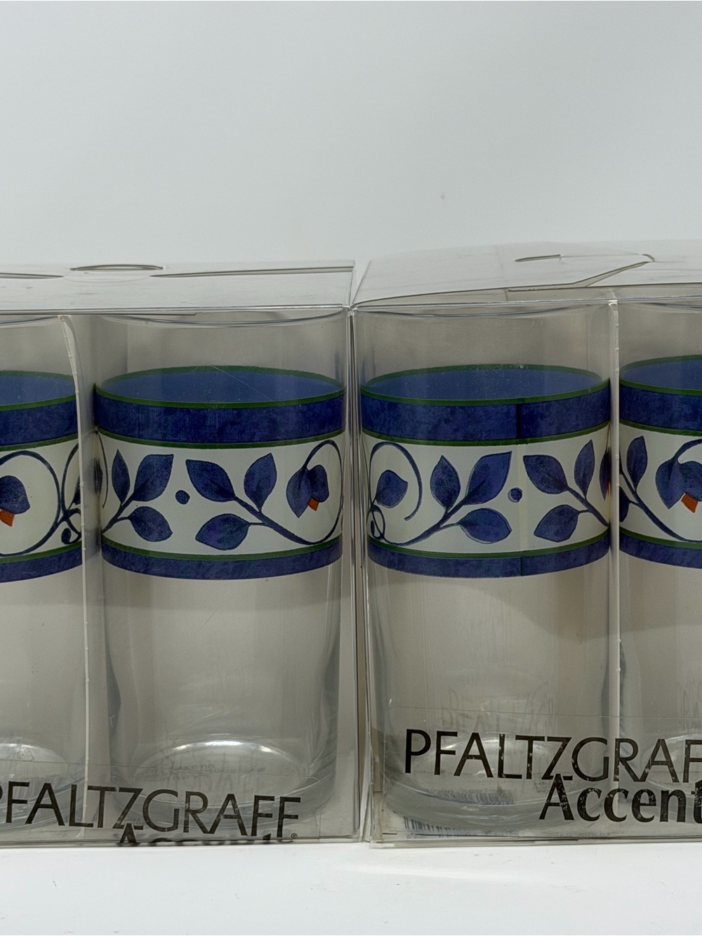 Pfaltzgraff Accents Orleans Glass Tumblers 2 Set of 4 USA Vintage NOS